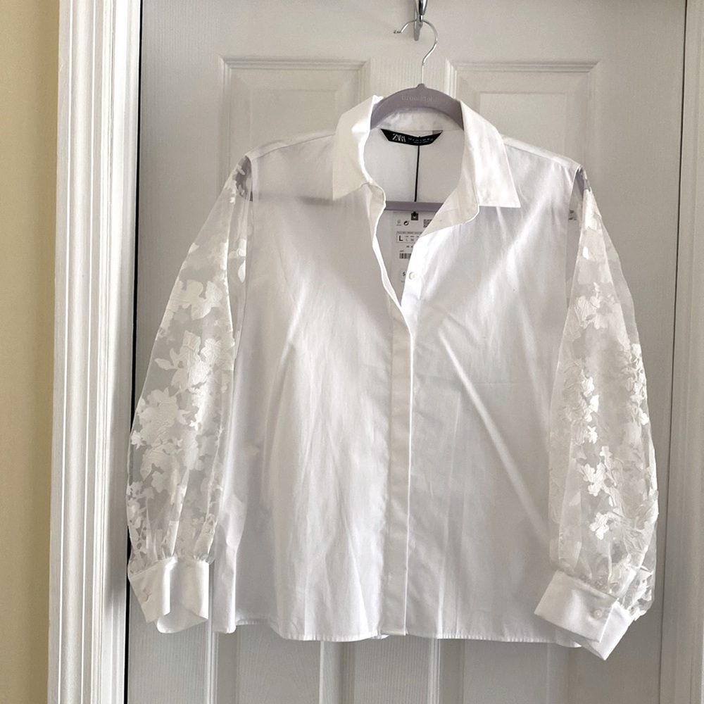 Zara white poplin shirt.